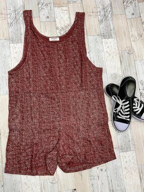 Sleeveless Romper with Pockets in Brick Size 2XLarge